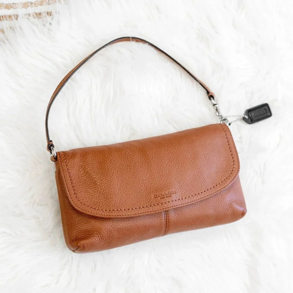 Coach Handbags - COACH F51821 PARK SADDLE BROWN PEBBLED LEATHER MINI BAG WRISTLET WALLET CLUTCH